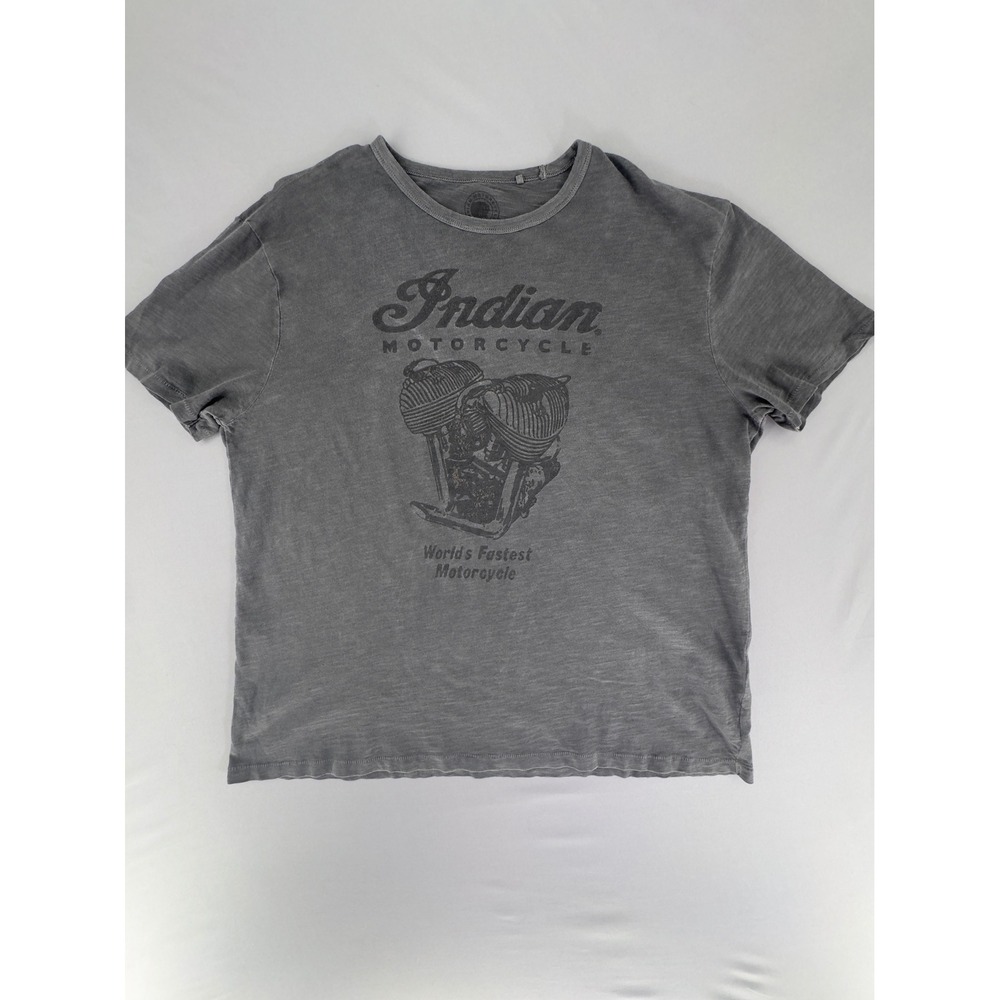 Lucky Brand Indian Motorcycle Graphic T-Shirt Mens XL Gray Acid Wash 7M82247